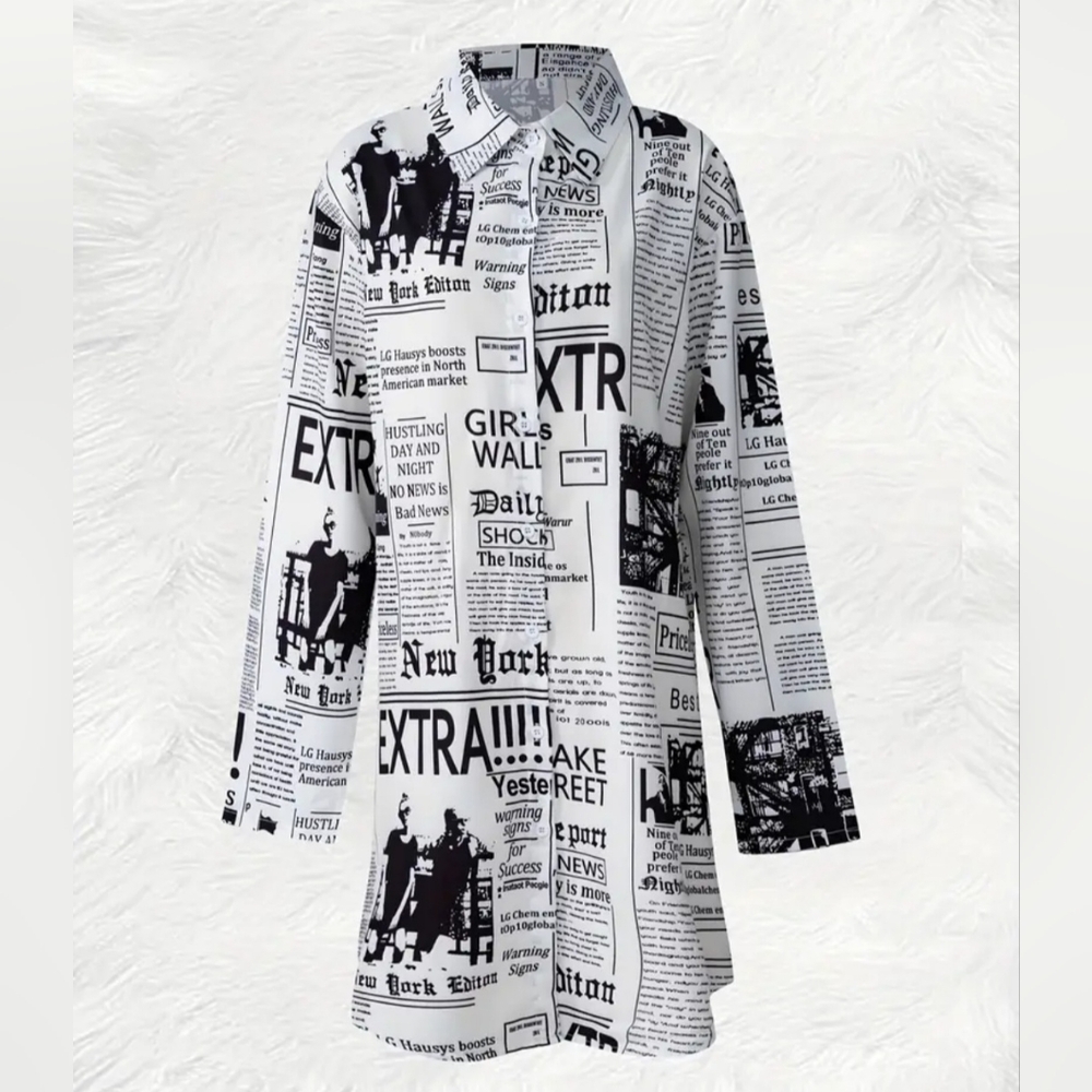 NIP Edgy , Designer, Spill The Tea , News Paper Print Dress - Picture 10 of 14